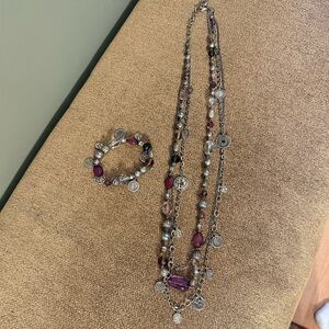 Elegant Silver and Purple Women's Jewelry Set